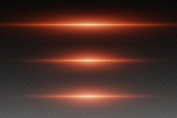 Shiny red light lines light effects. On a transparent background.