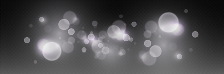 Sparkling white bokeh, shiny particles of explosion and sparks.