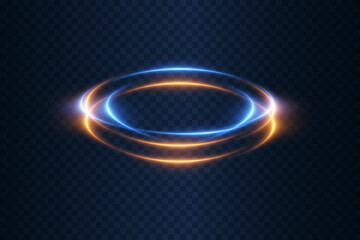 Curve line light effect. Glowing neon circle.