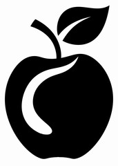 Black Apple Silhouette Vector  Minimalist Fruit Icon with Clean Design on White Background