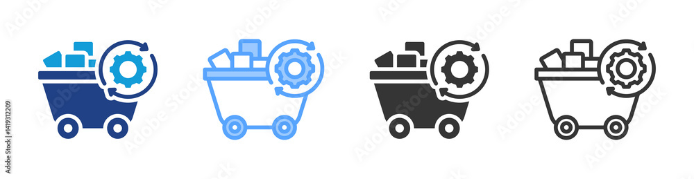 Aufkleber Processing icon set multiple style collection