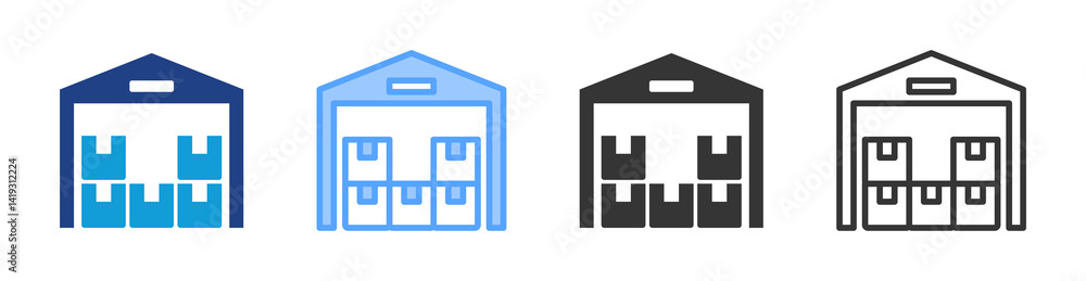 Poster Warehouse icon set multiple style collection