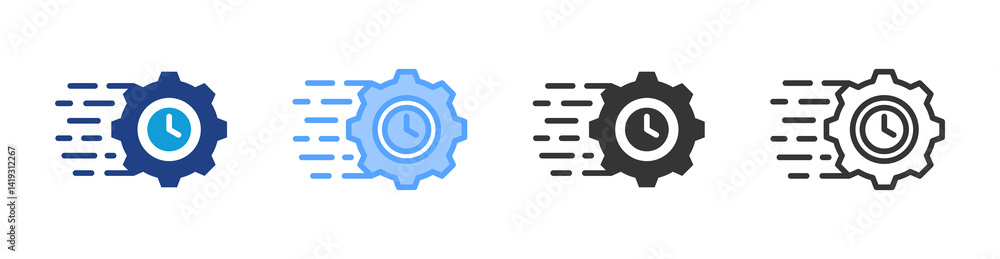 Poster Just In Time icon set multiple style collection