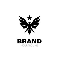 Star Eagle Logo. Star Eagle Logo Design. Star Eagle Logo Brand. Star Eagle Logo Vector Design Isolated on White Background