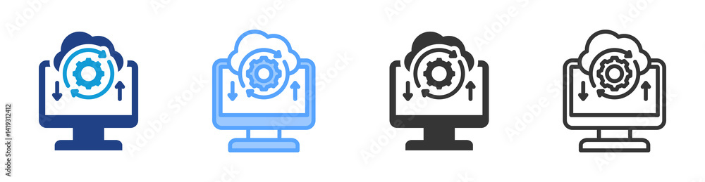 Poster saas icon set multiple style collection