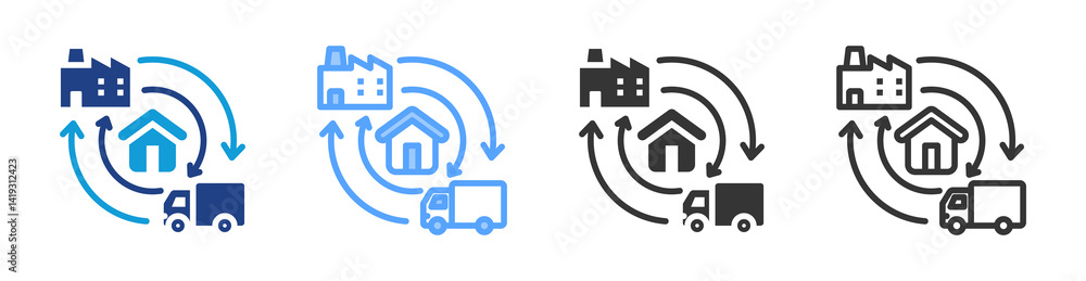 Poster Supply Chain icon set multiple style collection