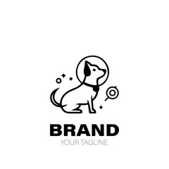 Space Dog Logo. Space Dog Logo Design. Space Dog Logo Brand. Space Dog Logo Vector Design Isolated on White Background