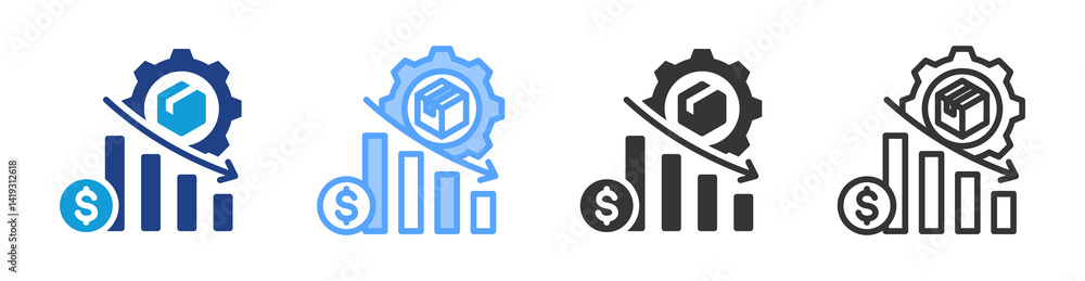 Poster Disadvanrage icon set multiple style collection