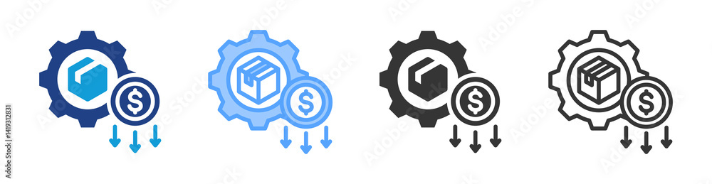 Poster Cost Reduction icon set multiple style collection