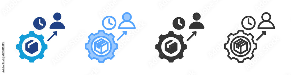 Poster Lead Time icon set multiple style collection
