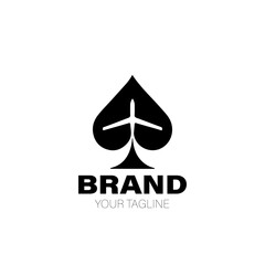 Fototapeta premium Plane Spade Logo. Plane Spade Logo Design. Plane Spade Logo Brand. Plane Spade Logo Vector Design Isolated on White Background