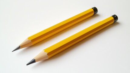 Two yellow pencils lined up on a white surface, ideal for a backtoschool theme or educational content.
