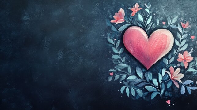 valentine Chalk heart on a chalkboard