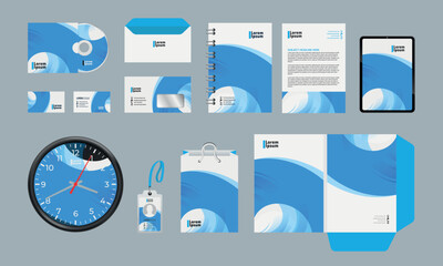 Brand Identity design concept on stationery. Stationery branding mock-up template. Brand presentation mock-up set. Promotion AD banner design. Editable vector