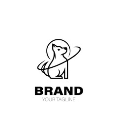 Space Dog Logo. Space Dog Logo Design. Space Dog Logo Brand. Space Dog Logo Vector Design Isolated on White Background