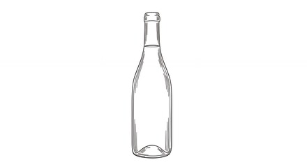 Elegant wine bottle line drawing illustration