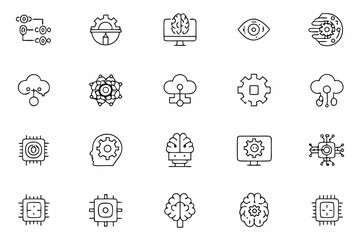 Minimalist Line Art Artificial Intelligence Icons SVG Collection