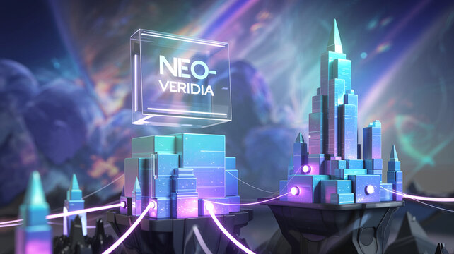 Neo veridia digital cityscape futuristic technology abstract design network connection innovation concept