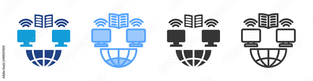 Aufkleber Distance Learning icon set multiple style collection