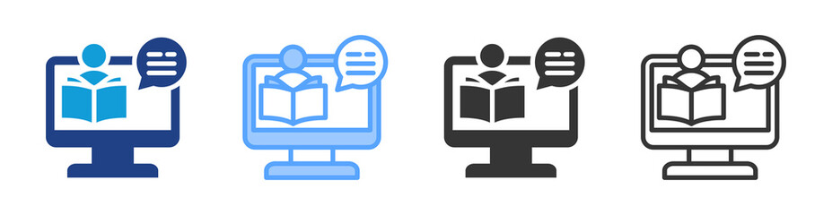 Online Teaching icon set multiple style collection
