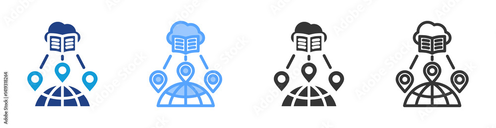 Poster Mooc icon set multiple style collection