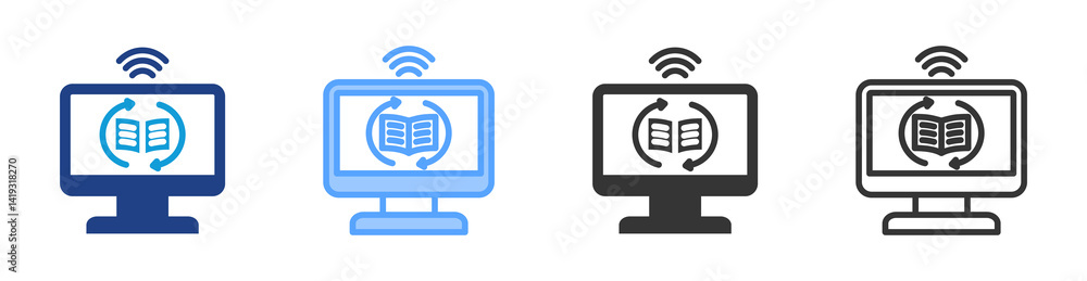 Poster Learning Process icon set multiple style collection