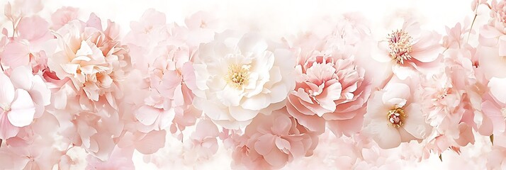 Soft pink peony bloom arrangement, isolated on white, background for invitation design