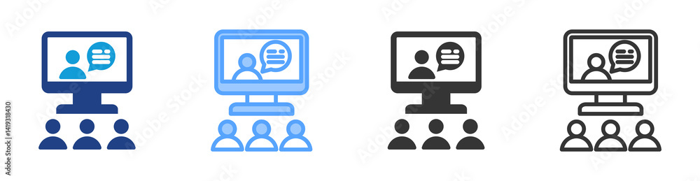 Poster Online Class icon set multiple style collection
