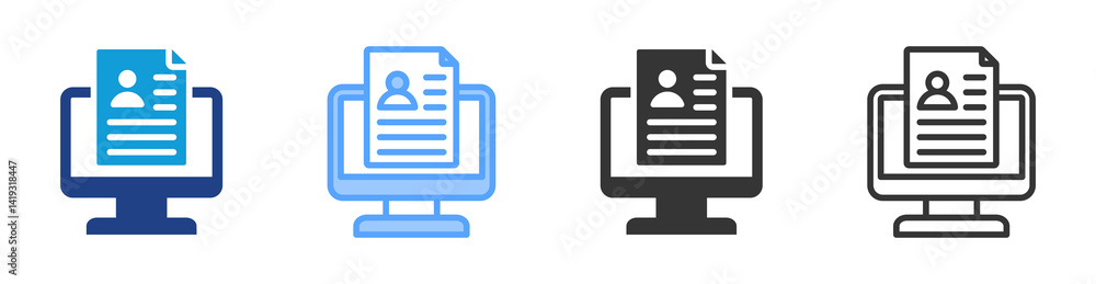 Poster online assessment icon set multiple style collection