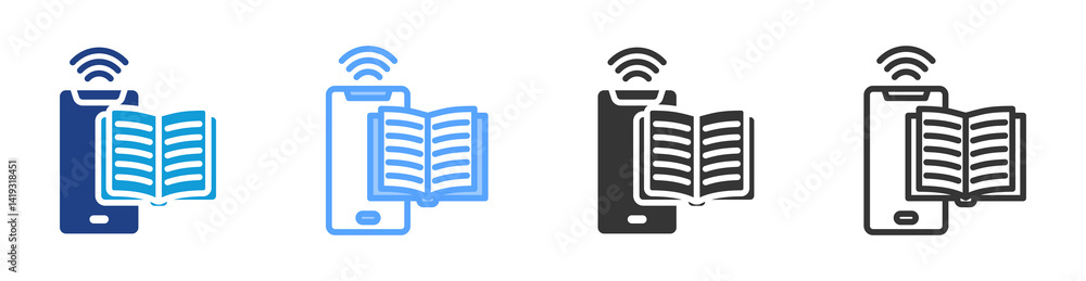 Poster ebook icon set multiple style collection