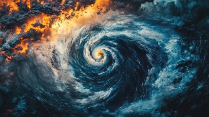 A swirling mass of clouds and water