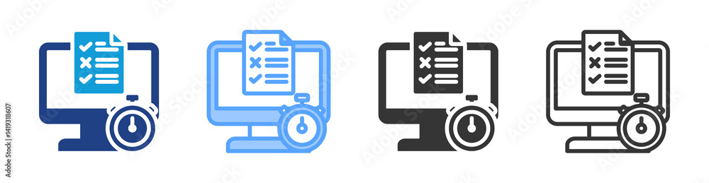 Poster Online Test icon set multiple style collection