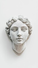 White stone head, serene expression, classical style.