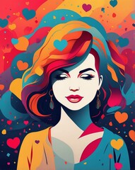 Blender-style vector symbol of diversity with colorful silhouettes and heart in center