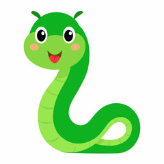 Fototapeta premium snakes happy green carton vector icon on white background