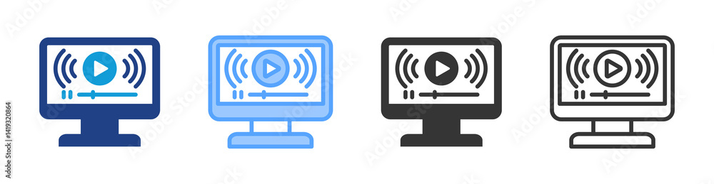 Poster Live Streaming icon set multiple style collection