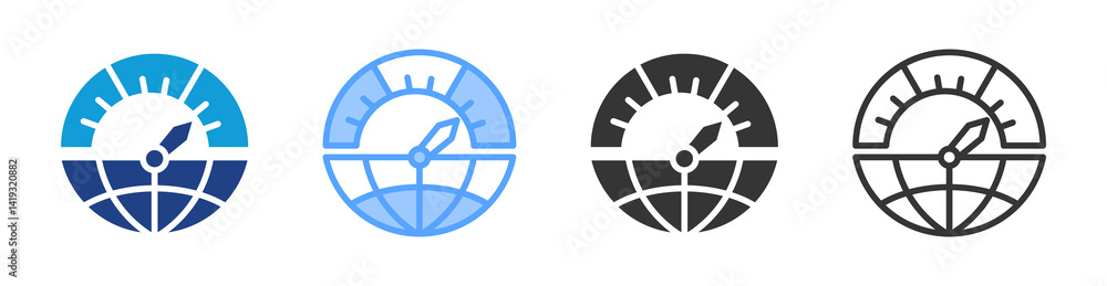Poster Internet Speed icon set multiple style collection