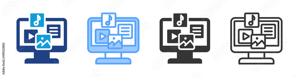 Poster Multimedia icon set multiple style collection