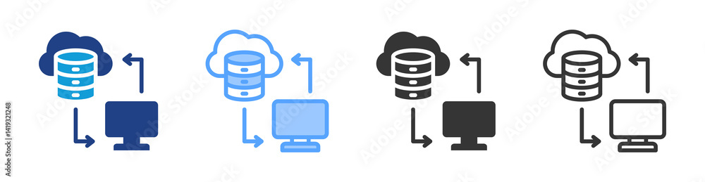 Poster Transmits Data icon set multiple style collection