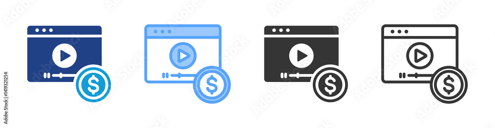 Poster Udp icon set multiple style collection