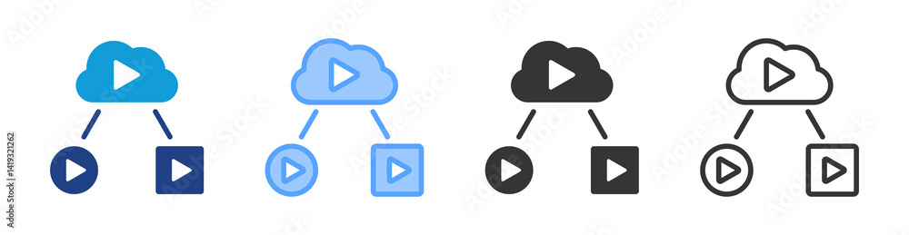 Poster Transcoding icon set multiple style collection