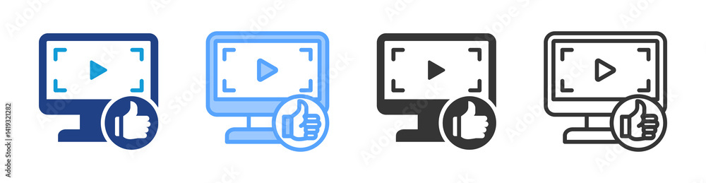 Poster  Video Hosting icon set multiple style collection