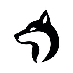 Minimalist Black and White Wolf Head Logo – Vector Animal Design