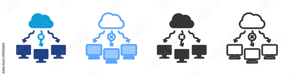 Poster Network Congestion icon set multiple style collection