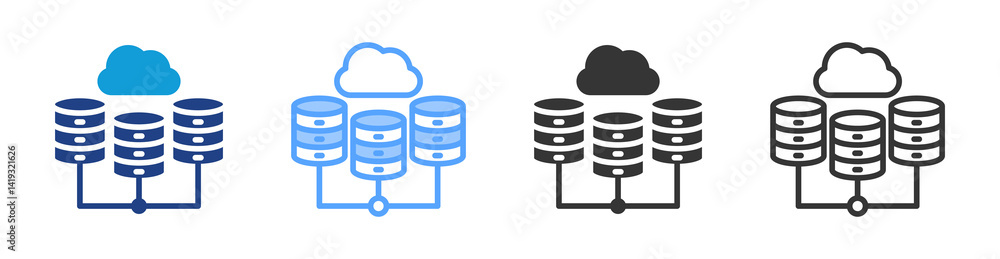 Poster Data Center icon set multiple style collection