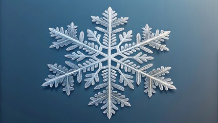 Close Up Of A Detailed Symmetrical Snowflake On A Blue Background