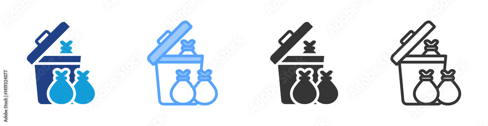 Poster waste disposal icon set multiple style collection