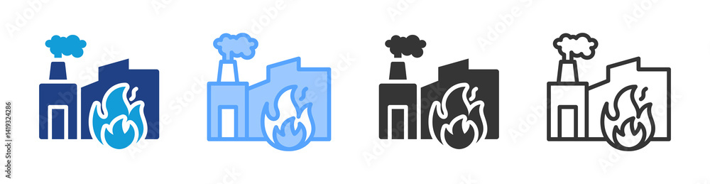 Poster Incineration icon set multiple style collection