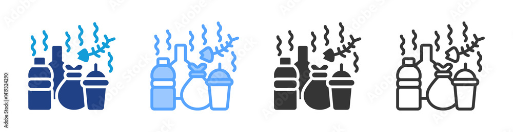 Poster air pollution icon set multiple style collection