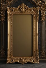 Exquisite gold frame with scrolling acanthus leaves against plush velvet  , photography, acanthus, regal